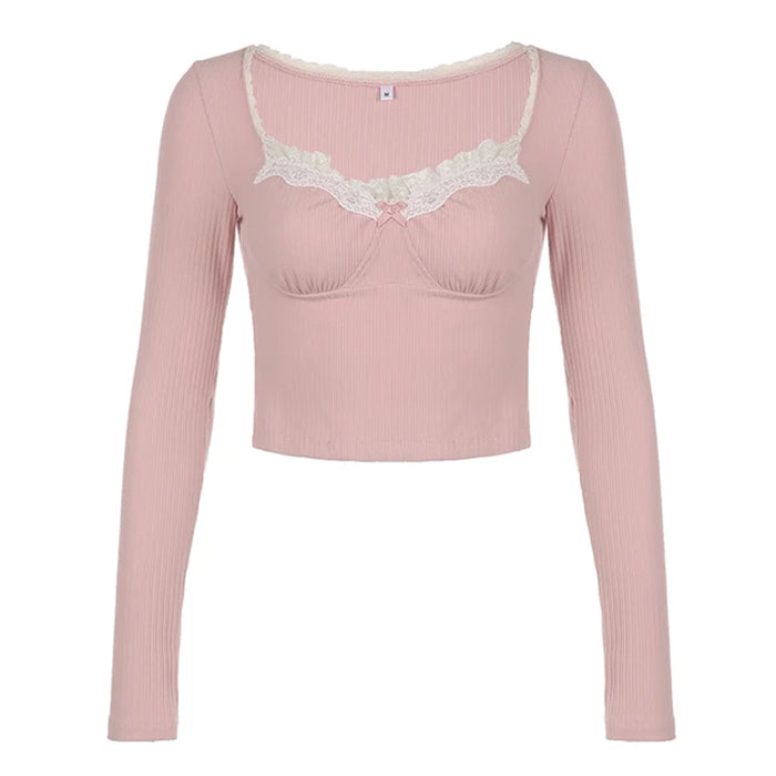2000s lace pink top boogzel clothing