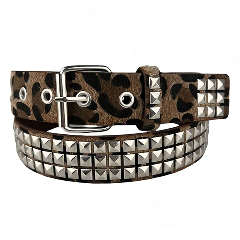 2000s Leopard Studded Belt | AESTHETIC ACCESSORIES – Boogzel Clothing
