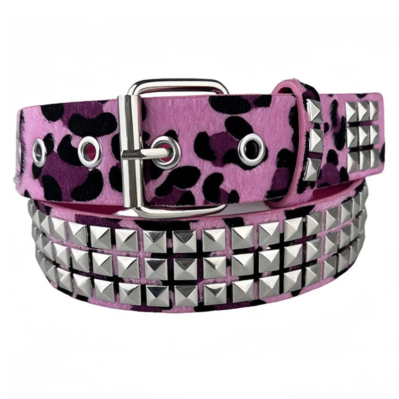 2000s Leopard Studded Belt | AESTHETIC ACCESSORIES – Boogzel Clothing