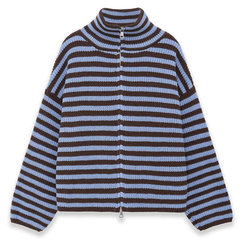90s Striped Knit Zip-Up Cardigan | AESTHETIC CLOTHING – Boogzel