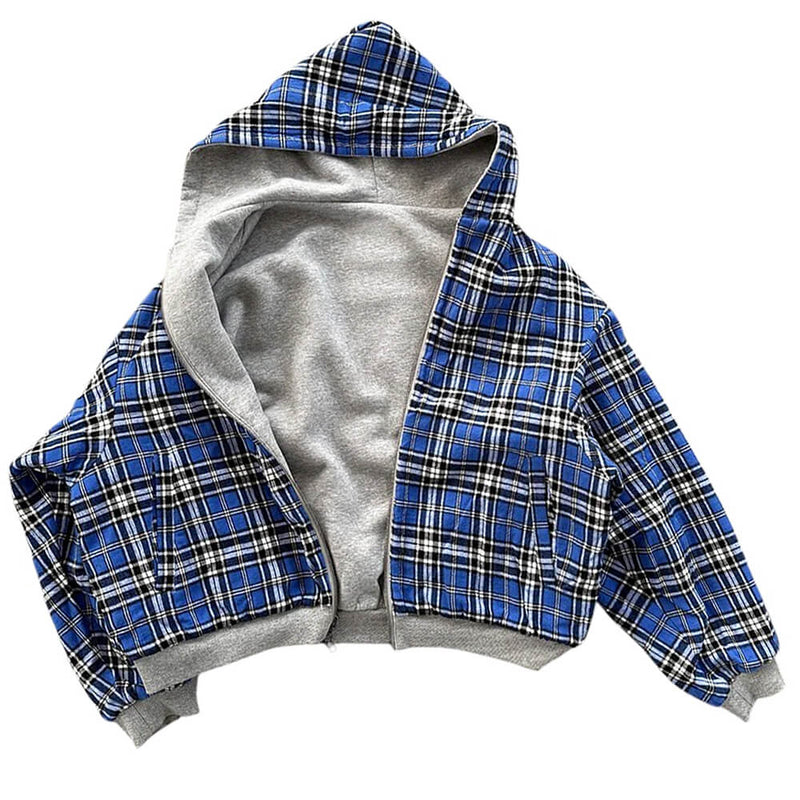 90s Plaid Reversible Hooded Jacket | AESTHETIC CLOTHING – Boogzel