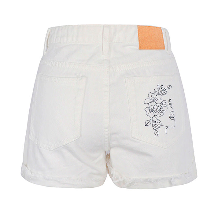 white embroidery shorts boogzel apparel