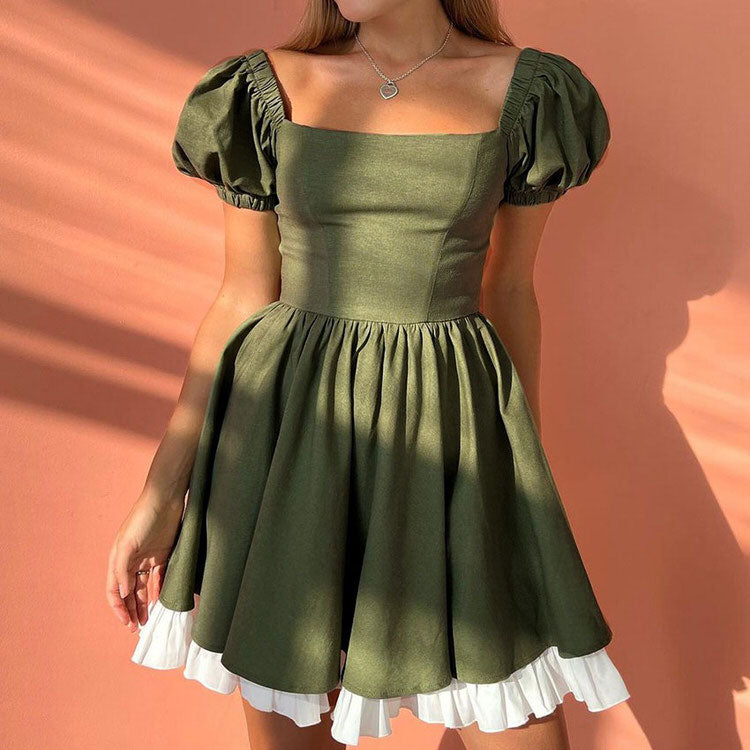 Fairycore Aesthetic Green Mini Dress boogzel apparel