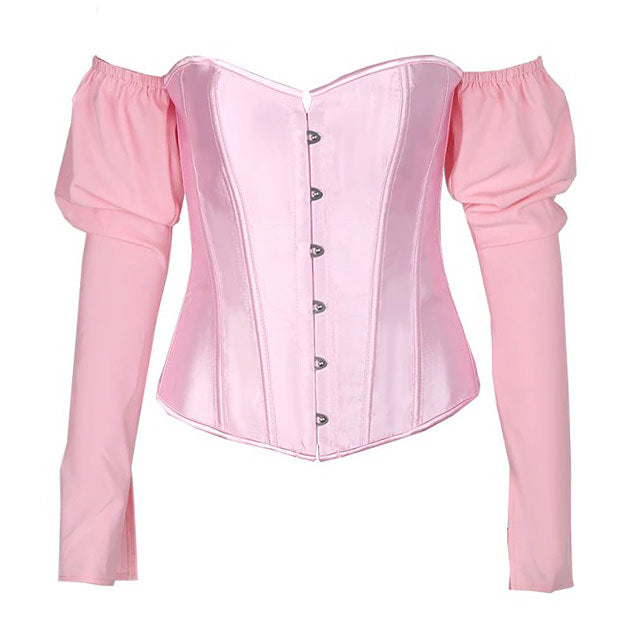 Long Sleeve Lace Up Corset Top, Chalk Pink  Long sleeve tees women, Long  sleeve corset top, Blue long sleeve tops