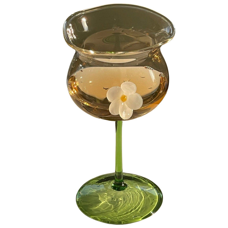 Flower-Designed Asymmetric Aesthetic Glass  Cottagecore Wine Glass –  Boogzel Clothing