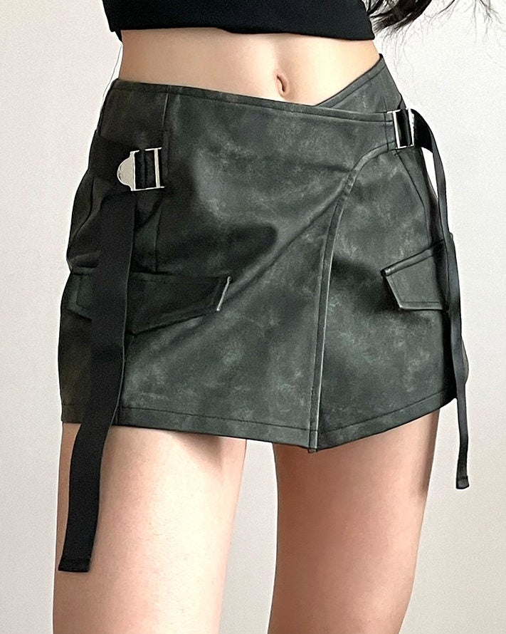 Grunge Aesthetic Safety Belt Wrap Skirt - Boogzel Clothing