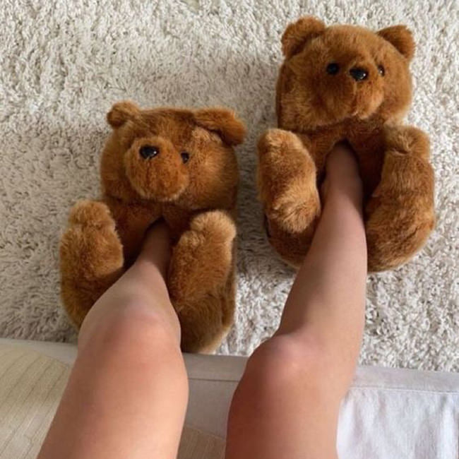 Hugging Teddy Bear Slippers - Main Image