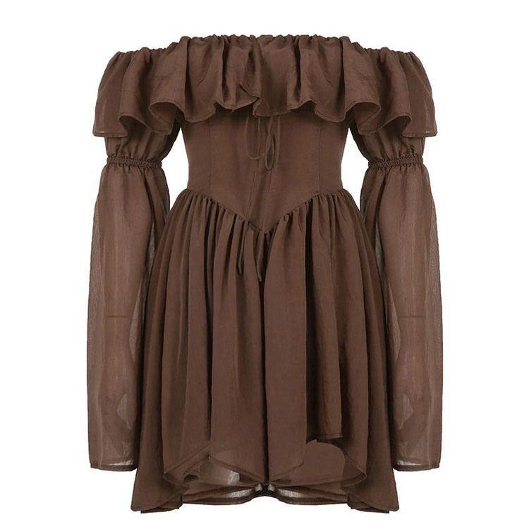 Women's Dress Solid Form Fitted Dress DUNBRI (Color : Mocha Brown, Size :  Large) : : Clothing, Shoes & Accessories