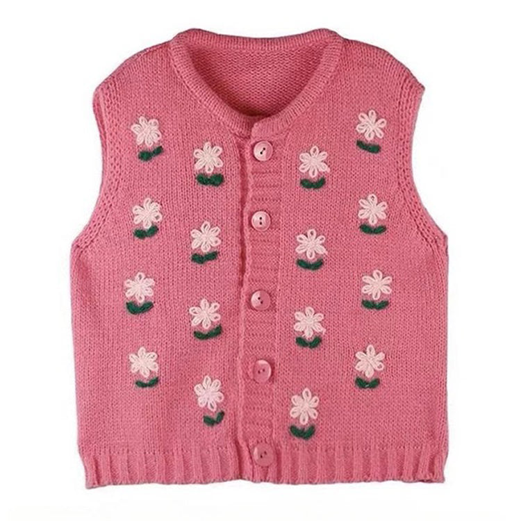 Little Bird Flower Embroidered Pink Sweater Vest Girl Uniforms Pullover Cute  Knitted Vests - Sweater Vest - AliExpress