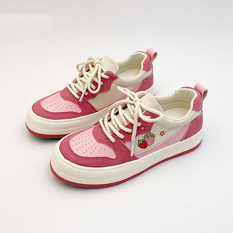 Pink Strawberry Sneakers, EU37 (Us6.5) / Pink