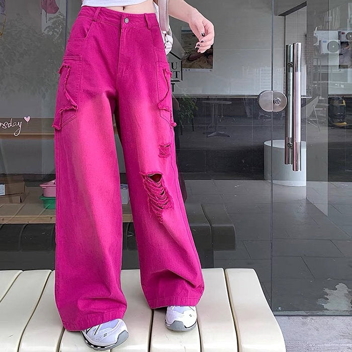 00s Kids Pink Star Ripped Baggy Jeans BOOGZEL CLOTHING – Boogzel