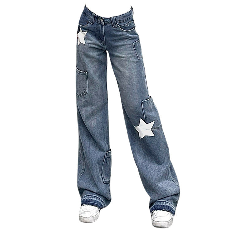STAR PRINT Y2K STYLE JEANS  Y2K AESTHETIC Clothing – Boogzel Clothing
