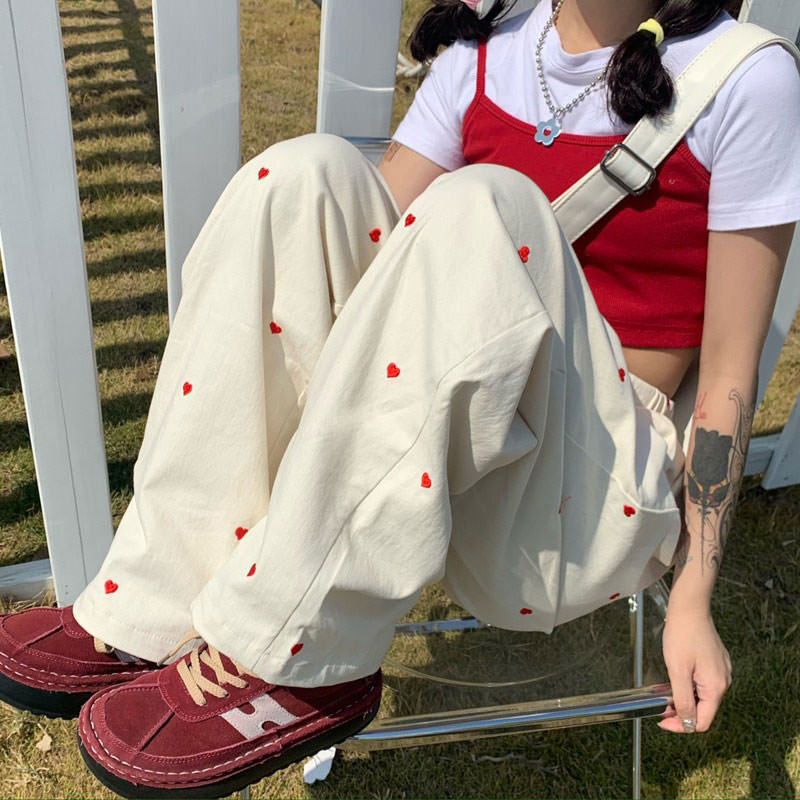 Vintage Red Hearts Pants  Aesthetic Outfits - Boogzel – Boogzel Clothing