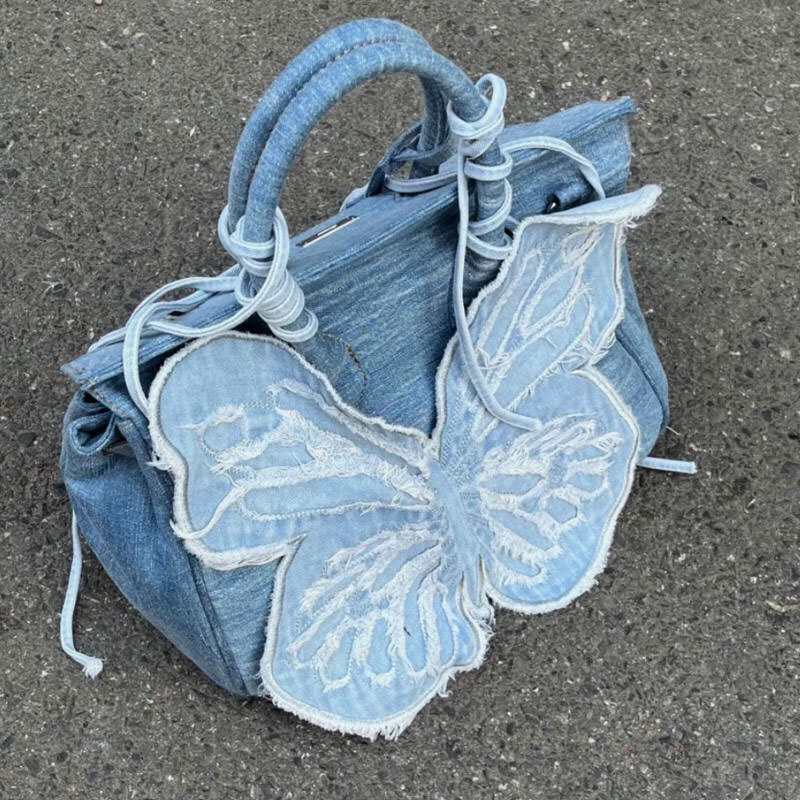 Y2K Aesthetic Denim Butterfly Handbag
