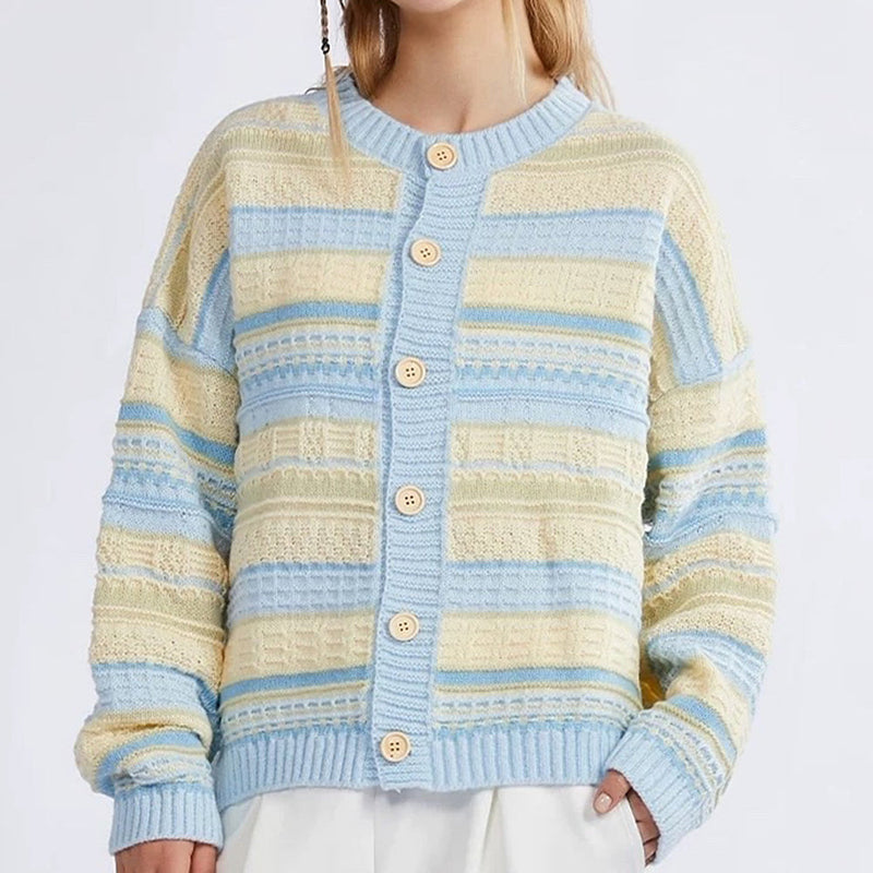 Blue & Yellow Pastel Striped Cardigan | AESTHETIC CLOTHING Boogzel Clothing Blue & Yellow Pastel Striped Cardigan | AESTHETIC CLOTHING Boogzel Clothing
