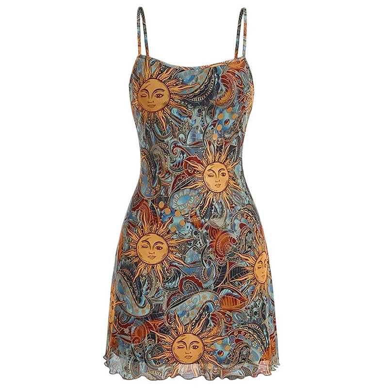 celestial mini dress Navy with Printed Pattern Luxesand This black and white A Celestial Embellished Mini | Free
