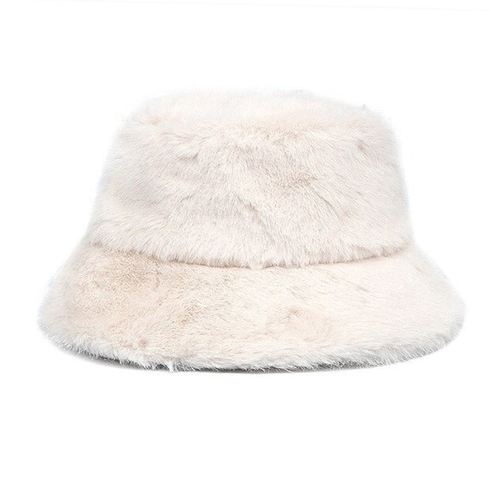 white fluffy bucket hat boogzel clothing