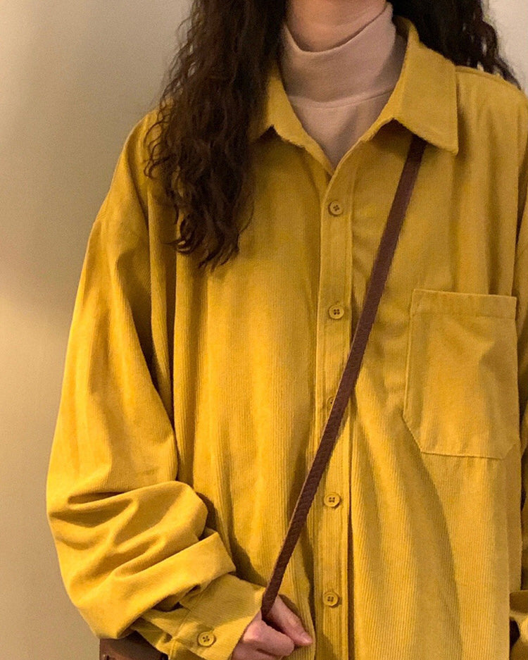 yellow corducoy collar shirt boogzel clothing