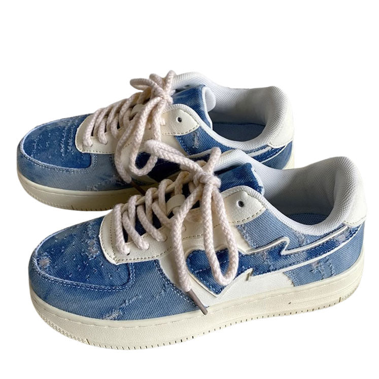 Denim Heart Aesthetic Sneakers, EU40 (US9.0) / Blue