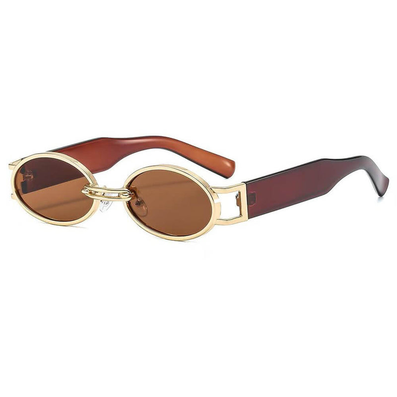 Diva Brown Oval Sunglasses Diva 9061 3, Vintage 90s Tinted Lenses Unique Gold Small  main image 2