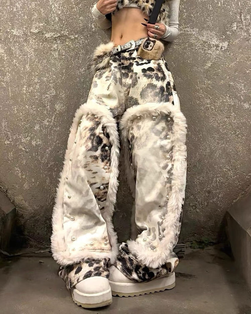 Animal Instincts Faux Fur Leopard Pants | BOOGZEL CLOTHING