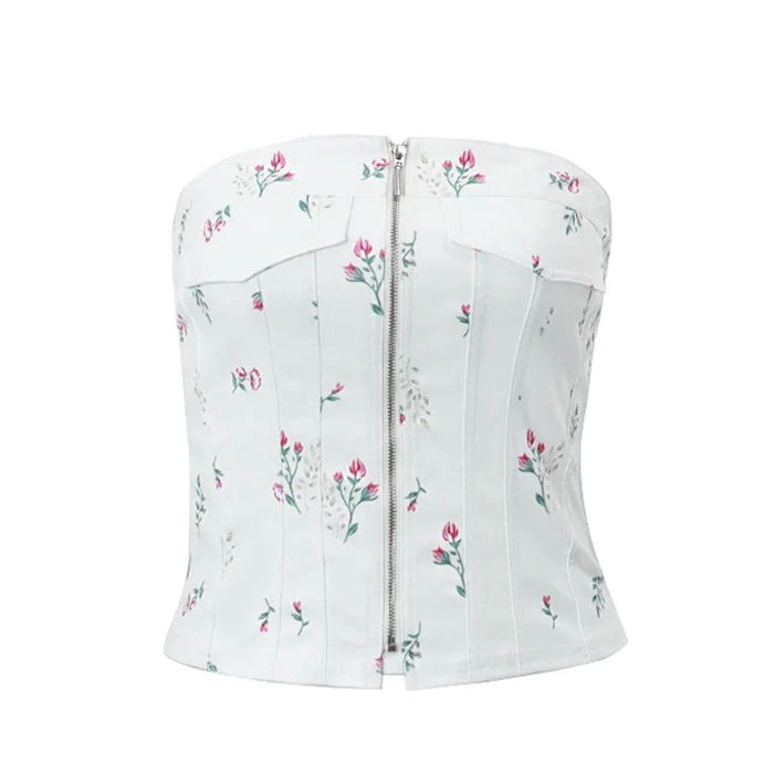 floral zip up corset top boogzel clothing