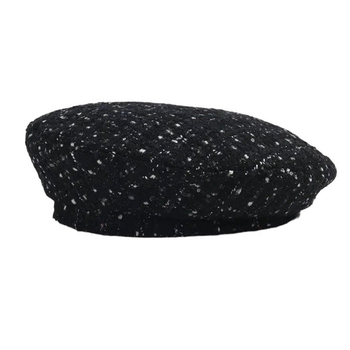 black tweed beret hat boogzel clothing