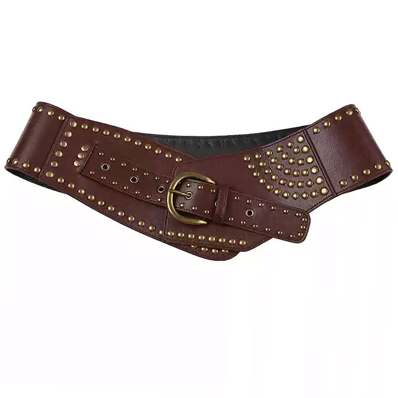 Grunge Aesthetic Wide Leather Belt, Standart / Brown Grunge Aesthetic Wide Leather Belt, Standart / Brown