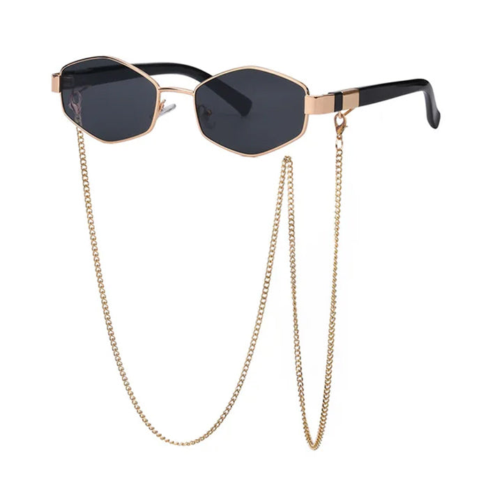 hexagonal sunglasses with chain boogzel clothing