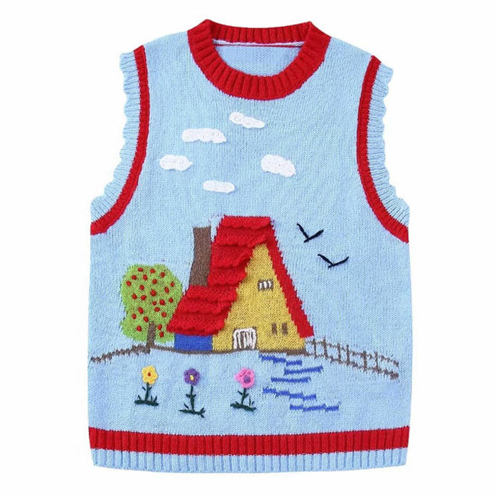 house embroidery knit vest boogzel clothing