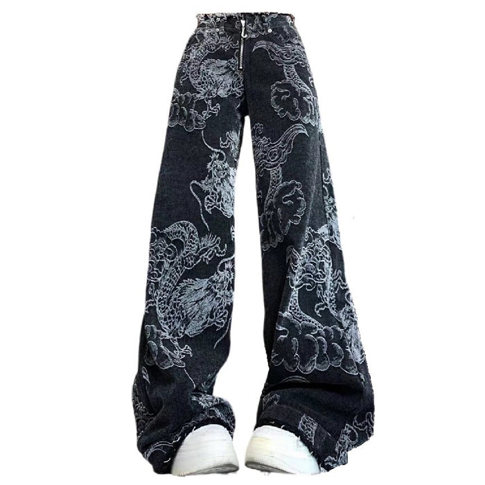 japanese dragon aesthetic jeans boogzel clothing