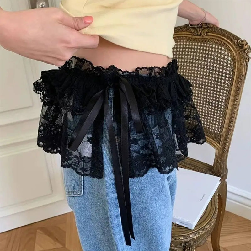 Lace Layered Mini Skirt Belt, Standart / White Lace Layered Mini Skirt Belt, Standart / White