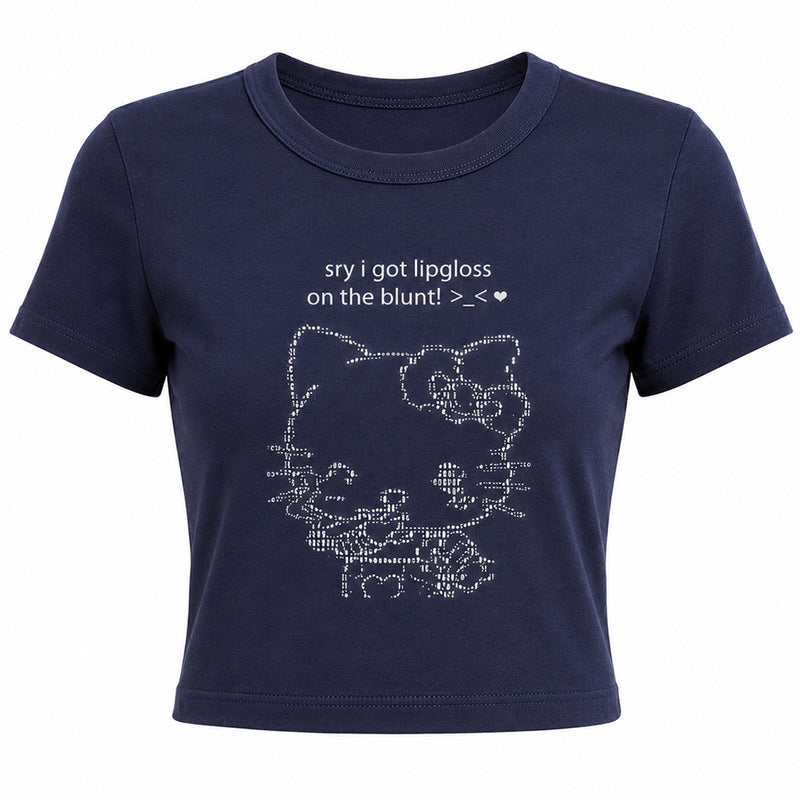 Lipgloss Kitty Crop Top | Aesthetic Clothes – Boogzel Clothing