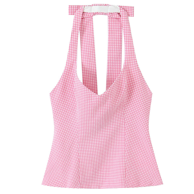 Coquette Gingham Bow Halter Top | AESTHETIC CLOTHES – Boogzel Clothing
