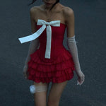 mini red dress with bow boogzel clothing