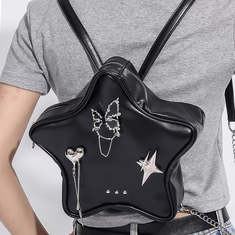 Grunge Star-Shaped Mini Backpack Boogzel Clothing