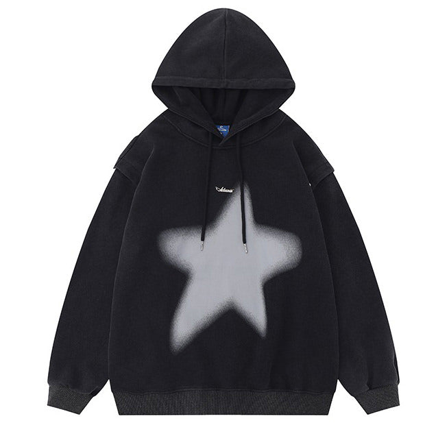 Y2K Hoodie with Graffiti Star Print  AESTHETIC CLOTHING – Boogzel Clothing