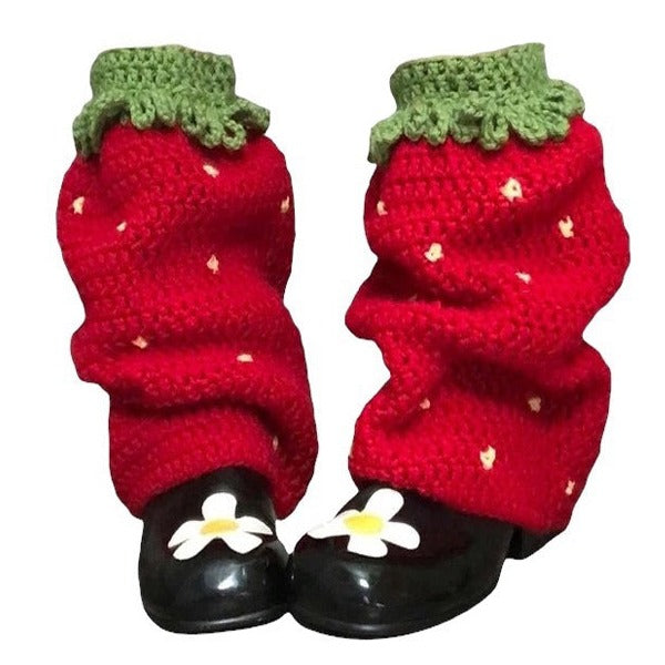 strawberry knit leg warmers boogzel clothing