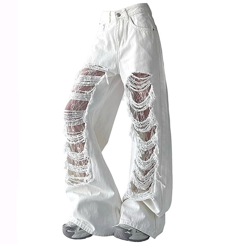 Ripped Lace Baggy Jeans BOOGZEL CLOTHING – Boogzel Clothing