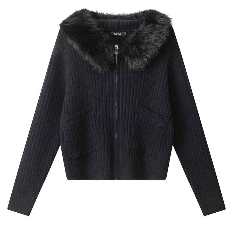 Y2K Style Fur Trim Zip Hoodie | Aesthetic Clothes – Boogzel Clothing