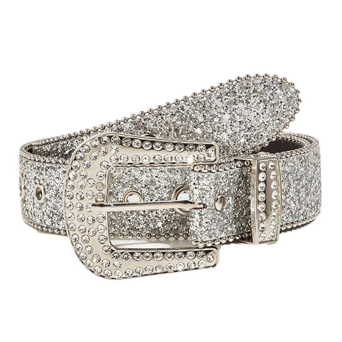 Like It's 2000's Rhinestone Belt, White