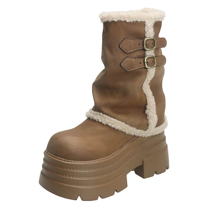 Y2K Fur Trim Chunky Platform Boots | BOOGZEL CLOTHING – Boogzel