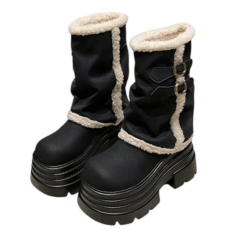Y2K Fur Trim Chunky Platform Boots | BOOGZEL CLOTHING – Boogzel