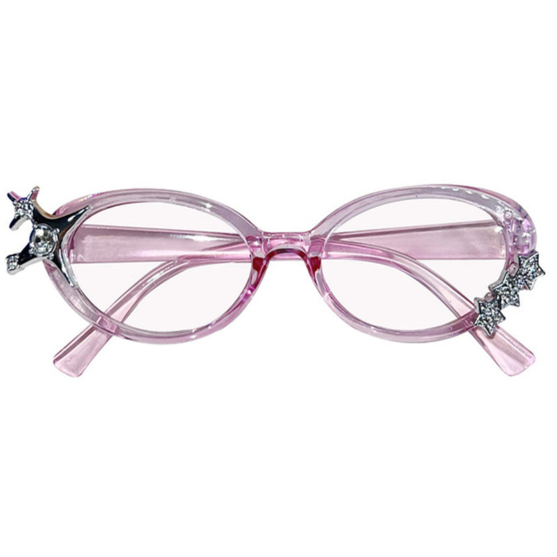 Y2K Rhinestone Stars Oval Glasses | BOOGZEL CLOTHING 