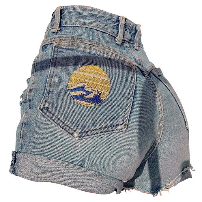 The Great Wave off Kanagawa embroidery shorts boogzel apparelShorts
