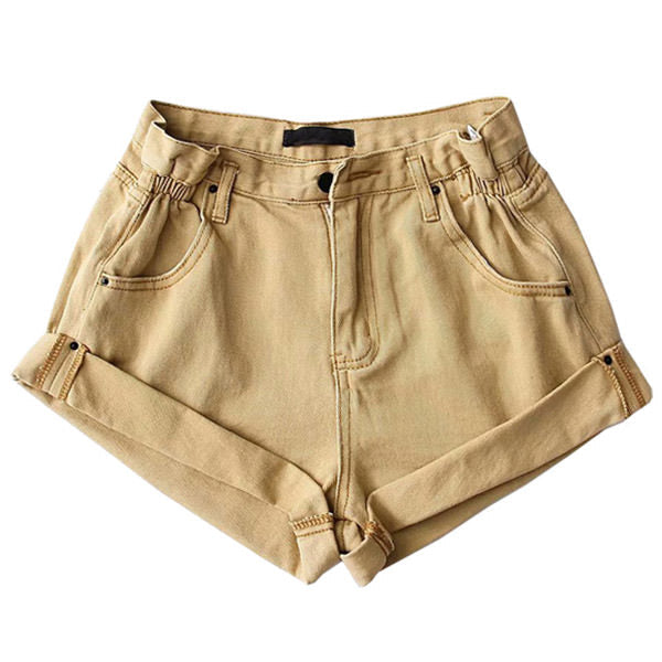 beige high waist shorts boogzel apparel