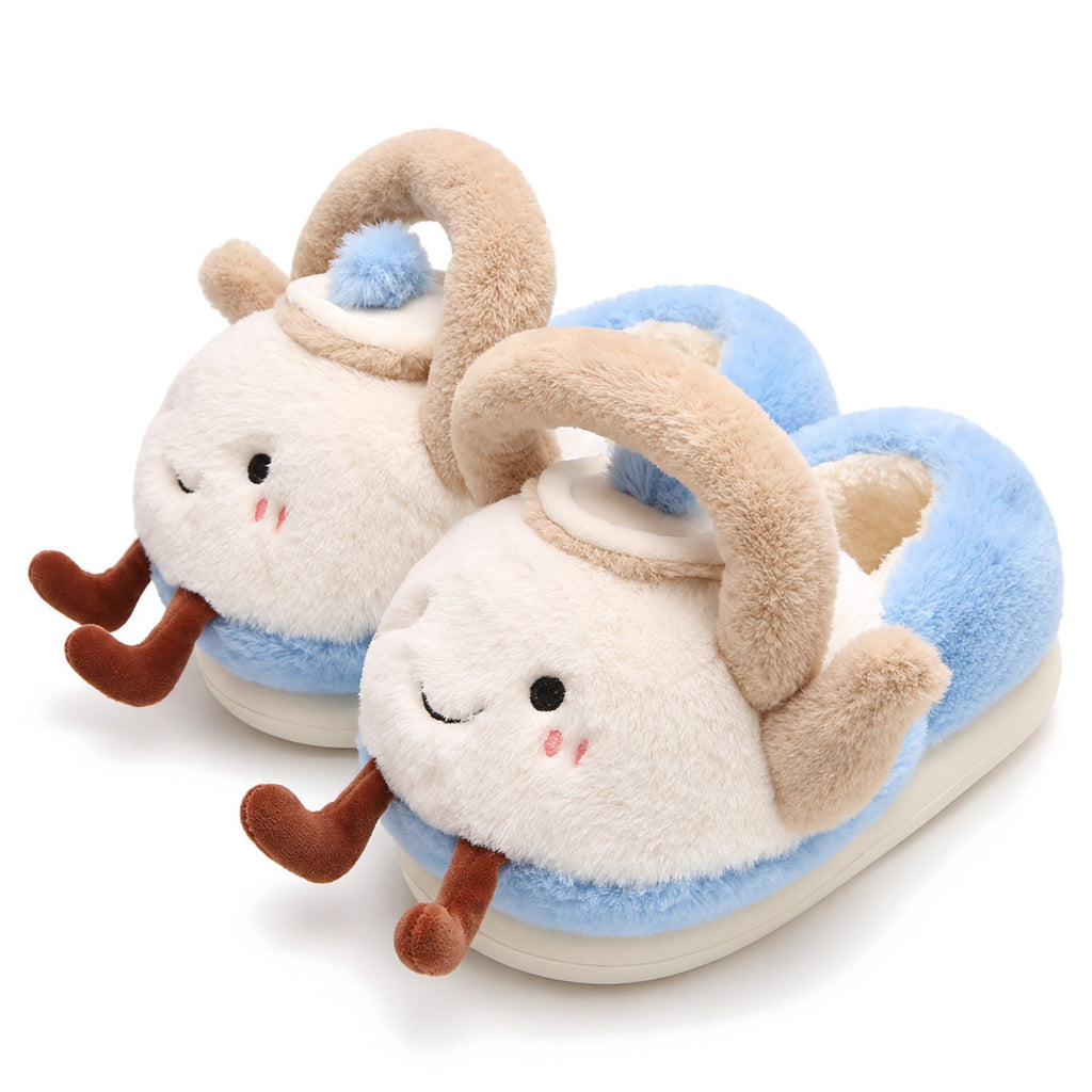 White Blue Teapot Slippers Kawaii Plush House Slippers Cute Teapot Slippers boogzel_clothing