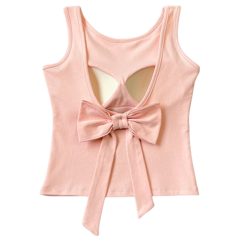 Blush Built-In Cup Bow Top - Back bow top - boogzel clothing