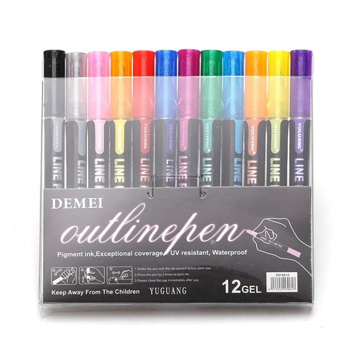 12 Colors Outline Marker boogzel apparel