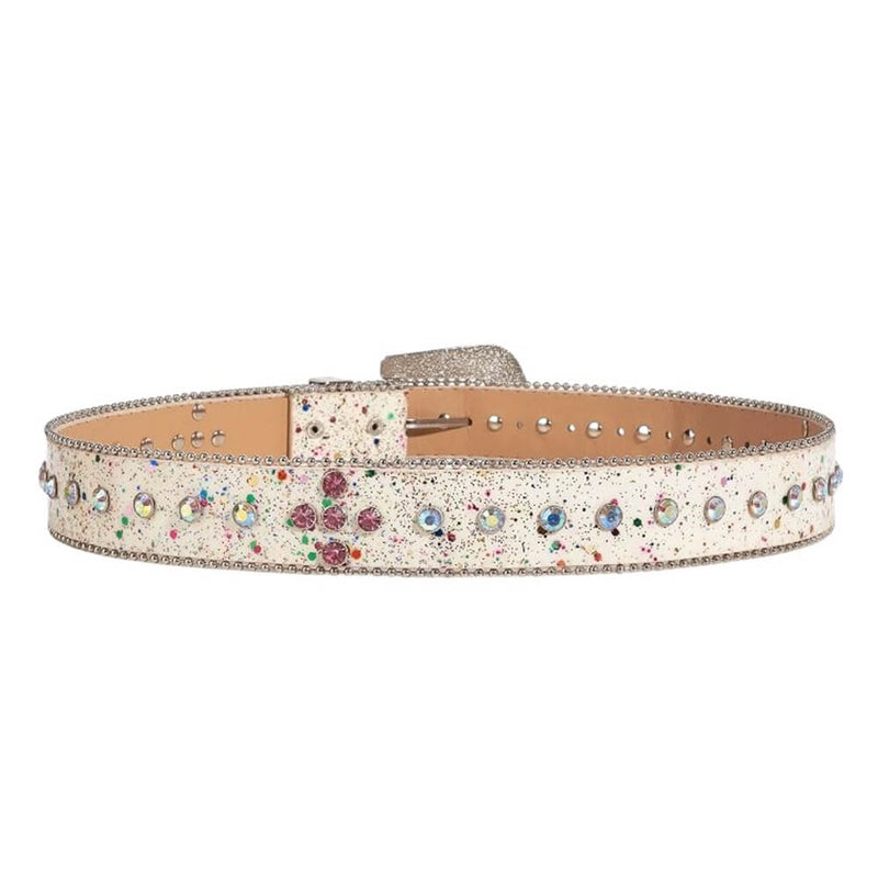 American Vintage Style, Rhinestone Decorat Eyelet Candy Color Y2K Belt Bling Early 2000s Rhinestone Buckle Belt | BOOGZEL CLOTHING  main image 4